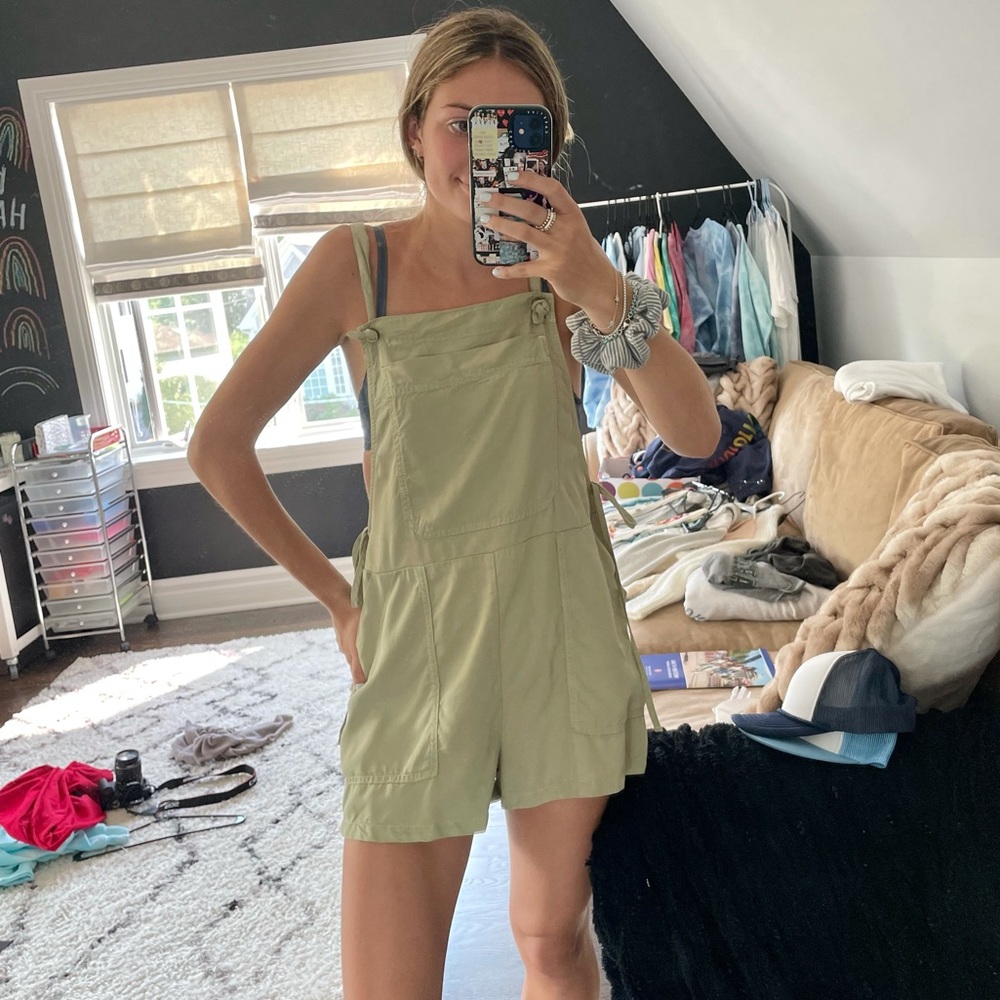 olive green urban outfitters overall romper size S